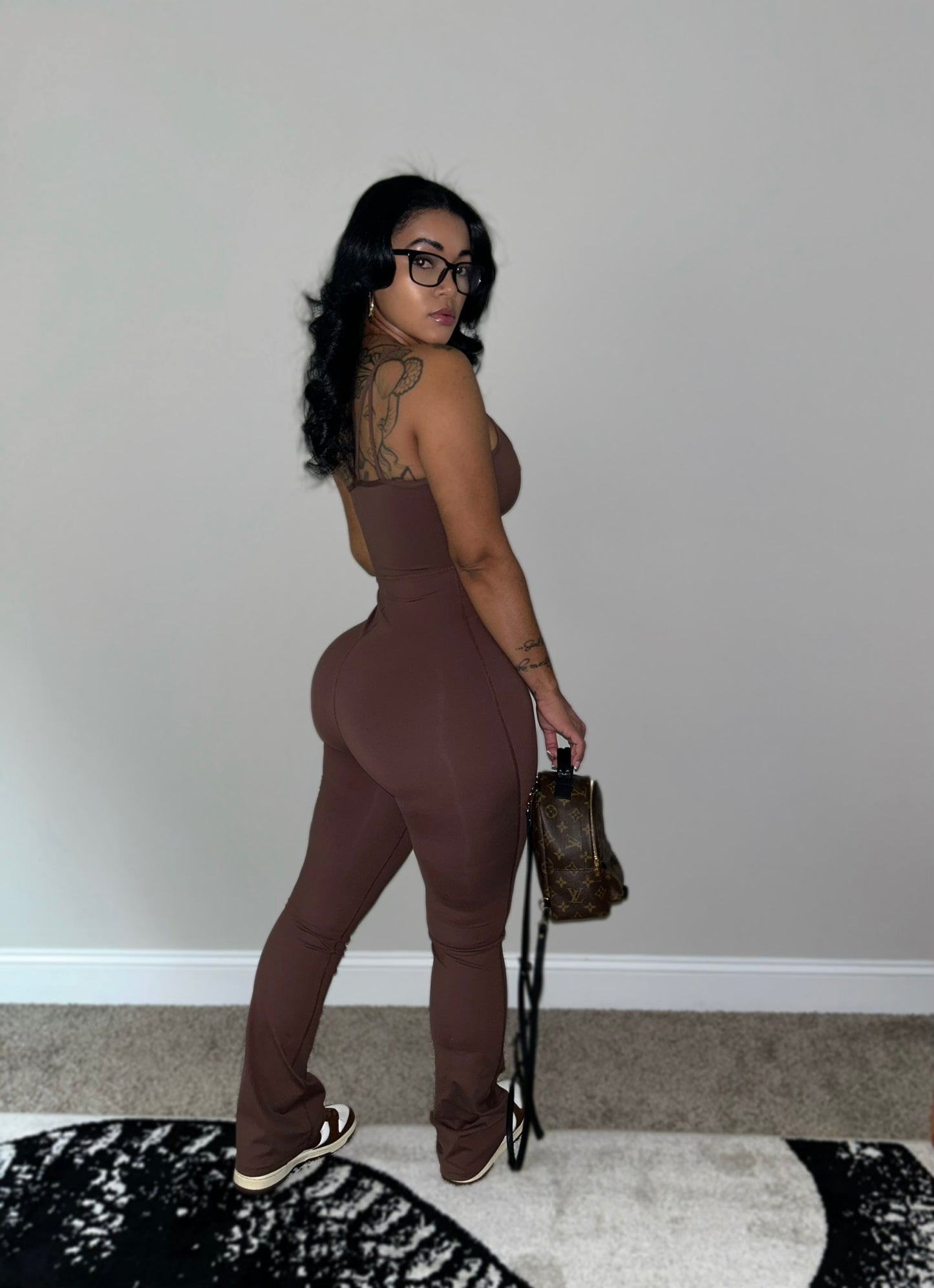 Let’s Get It Active Jumpsuit (Brown )