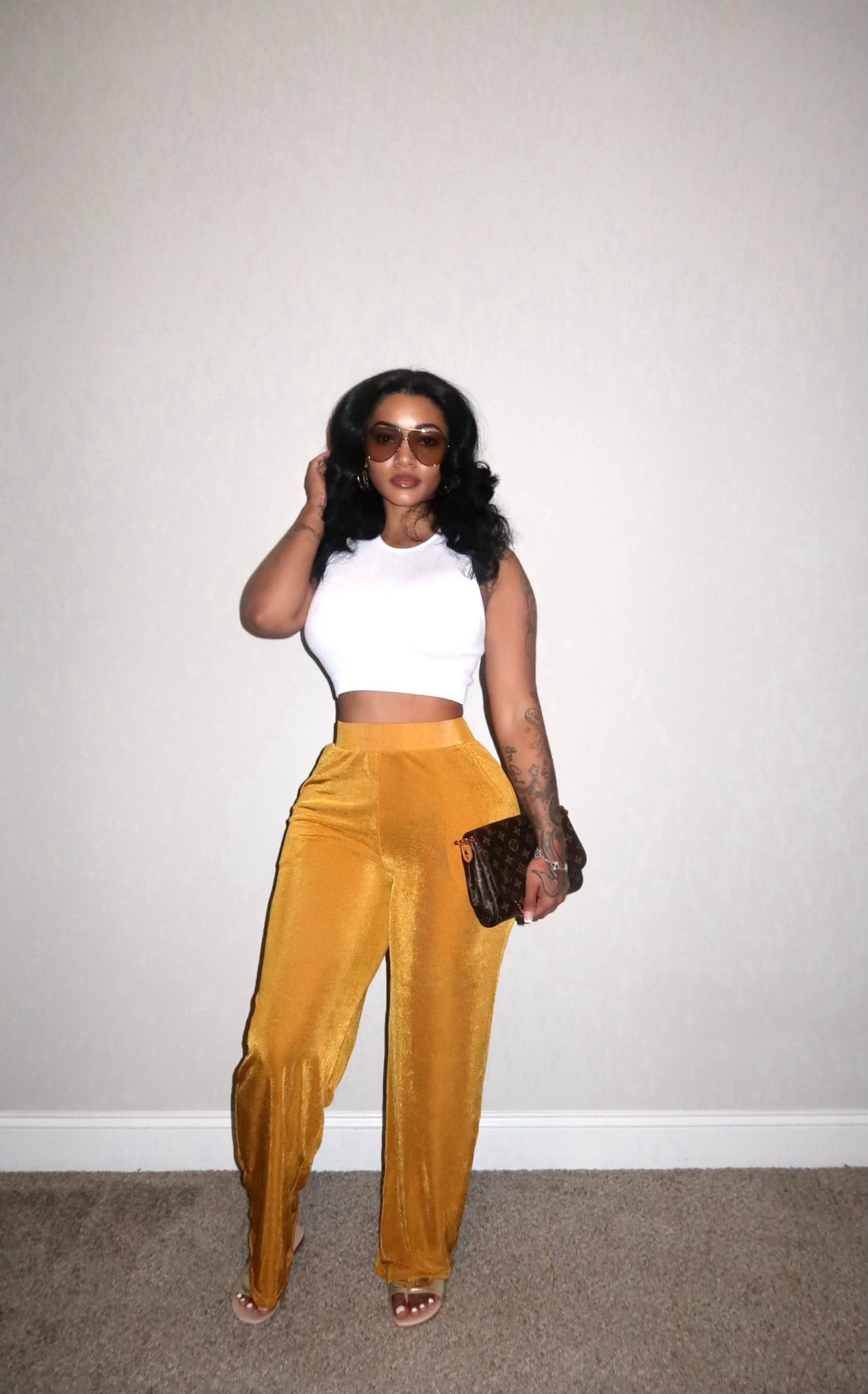 Camilla Wide Leg Pants (Mustard)